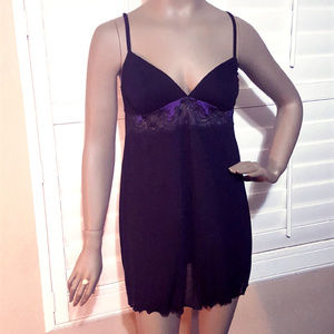Cosabella Black/Violet Babydoll Lingerie Dress